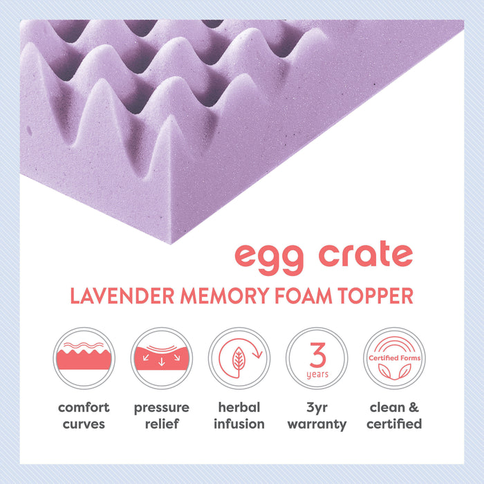 Egg Crate Memory Foam Topper with Lavender Infusion - Best Price Mattress
