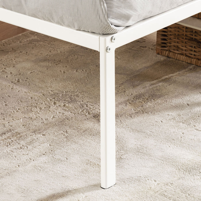 Metal Platform Bed with Heavy Duty Steel Slats - White - Best Price Mattress