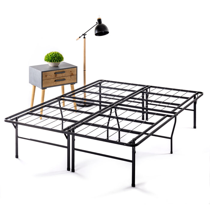 14"-18" Bifold Metal Platform Bed with Heavy Duty Steel Slats - bpmatt