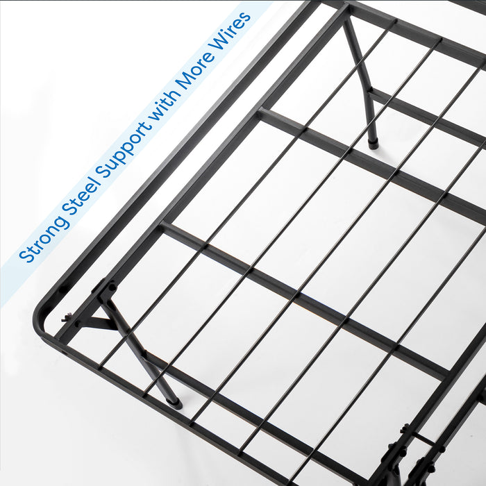 14"-18" Bifold Metal Platform Bed with Heavy Duty Steel Slats - bpmatt