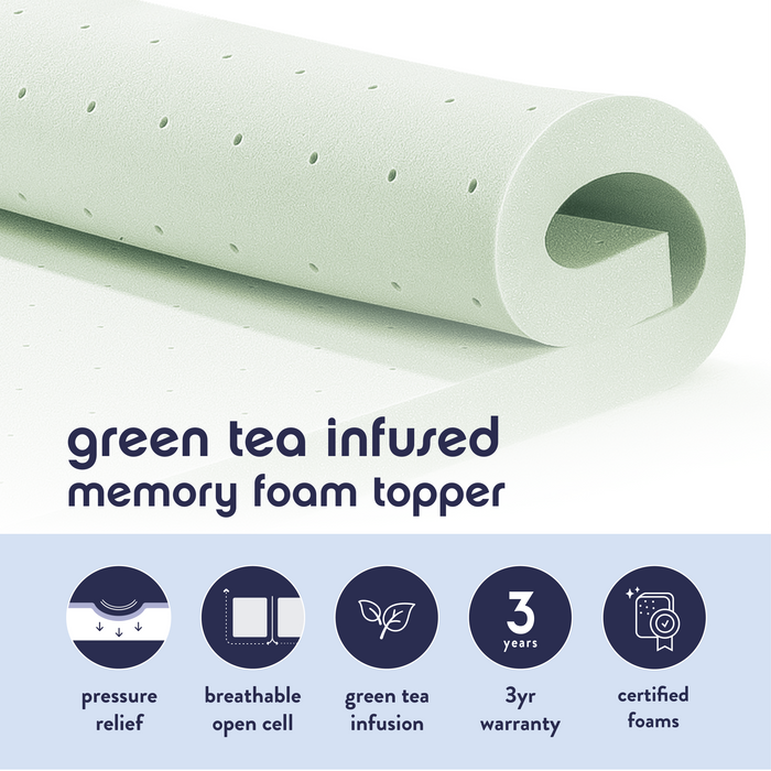 2" Memory Foam Topper with Herbal Infusion - bpmatt, 4" Ventilated Memory Foam Topper - bpmatt