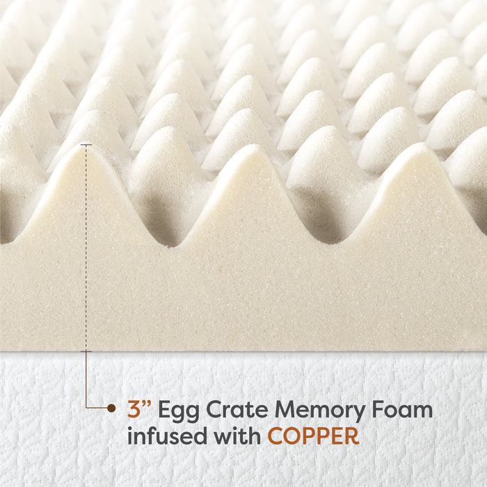 Egg Crate Memory Foam Topper with Copper Infusion