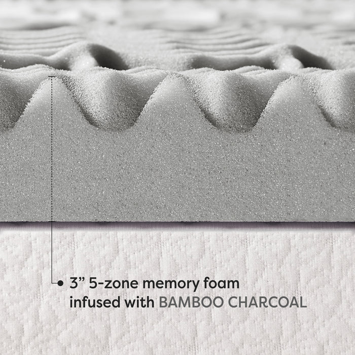 3" 5-Zone Memory Foam Topper with Bamboo Charcoal Infusion - bpmatt