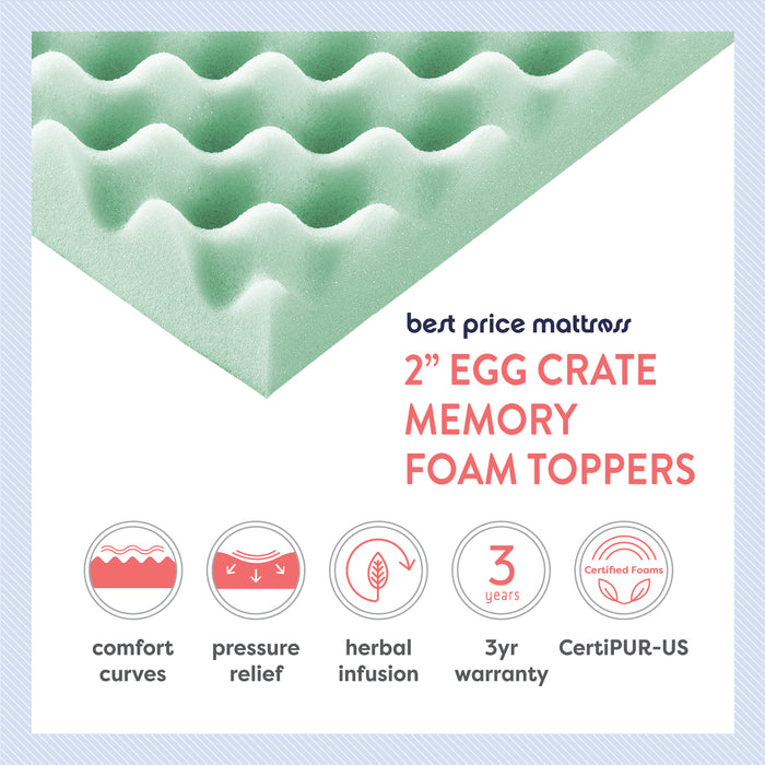 2" Egg Crate Memory Foam Topper with Herbal Infusion - bpmatt