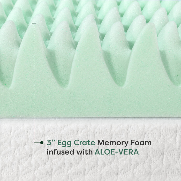 3" Egg Crate Memory Foam Topper with Herbal Infusion - bpmatt