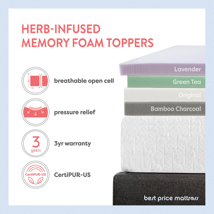1.5" Memory Foam Topper with Herbal Infusion - bpmatt
