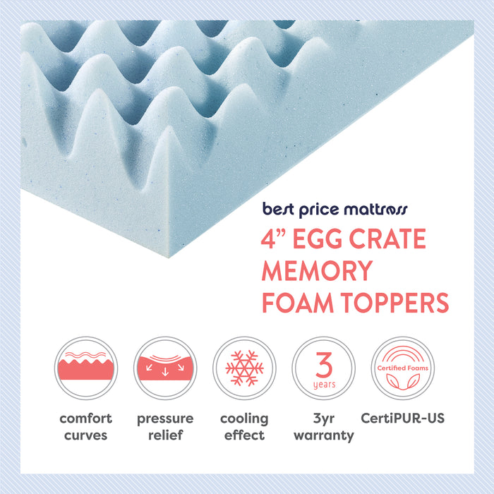 4" Egg Crate Memory Foam Topper with Infusion - bpmatt